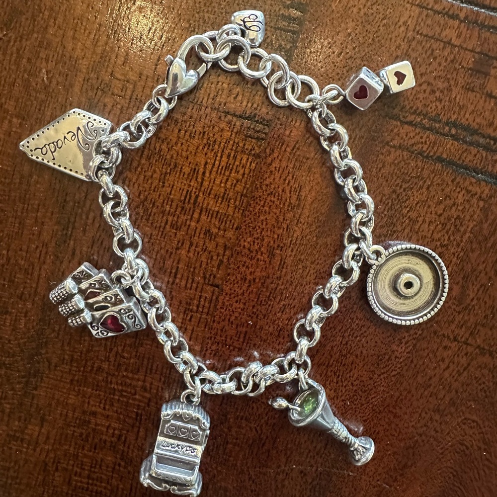 Brighton Silver Charm Bracelet with Red Accents